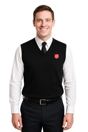 Vest V-Neck Black Unisex with Shield