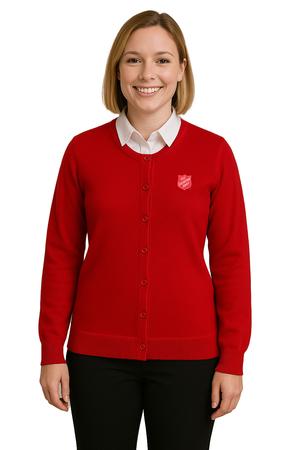 Cardigan Jewel Neck Red