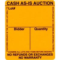 As-Is Orange Auction Label (two rolls of 1000 each)
