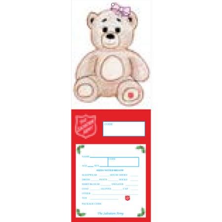 DIE CUT CHRISTMAS PINK BEAR TAGS LP-41