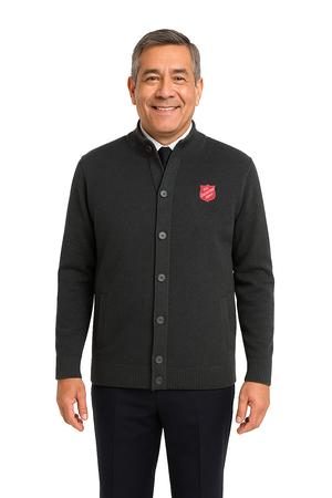 CARDIGAN RIB COLLAR SMOKE HEATHER MEN