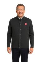 CARDIGAN RIB COLLAR SMOKE HEATHER MEN