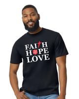 TSHIRT FAITH HOPE LOVE BLACK (Item #UNTSFHLB8)