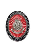Brooch Magnetic Oval Red With Silver Crest