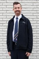 Tie Standard Navy 2- Stripe With Crest