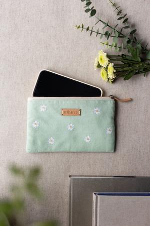 Embroidered Purse Medium Light Green
