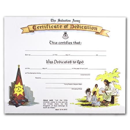 Dedication Certificate  Pkg 25
