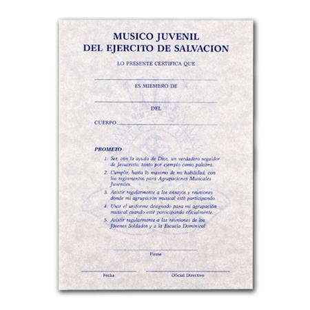 Youth Musician Member Certificate In Spanish
