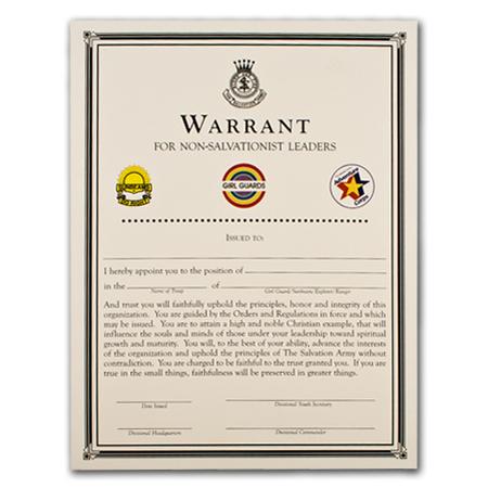 Girl Guard, Sunbeam &  Adventure Corps Warrant Certificate