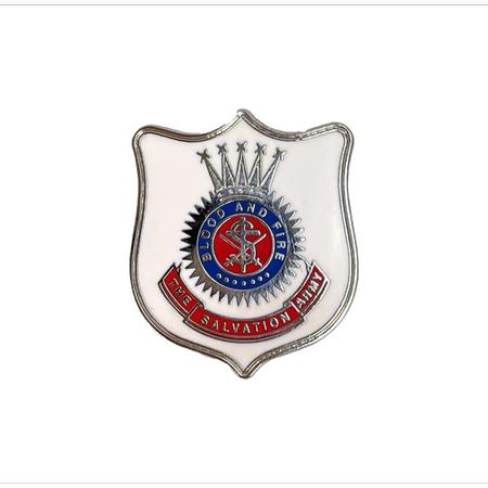 Brooch Magnetic White Shield with Crest