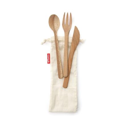 Others Wooden Cutlery Set of 3 With Bag