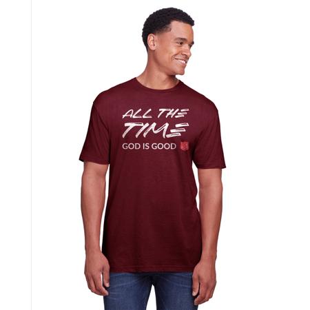 Tshirt All The Time Maroon Large -final Sale