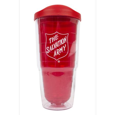 Tumbler 24oz Red with Shield