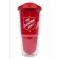 Tumbler 24oz Red with Shield