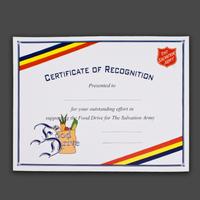 Food Drive Certificate With Bag