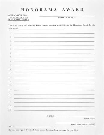 Home League Honorama Award Application