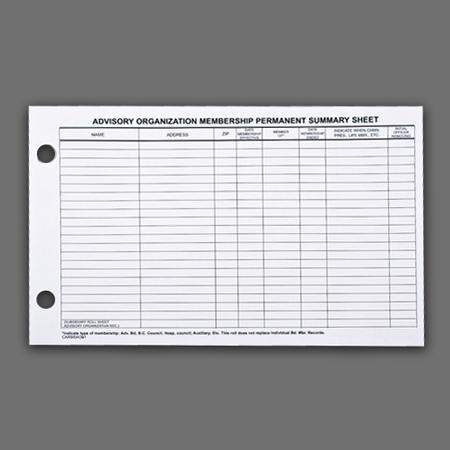 Roll Sheet Summary Adv Orgz