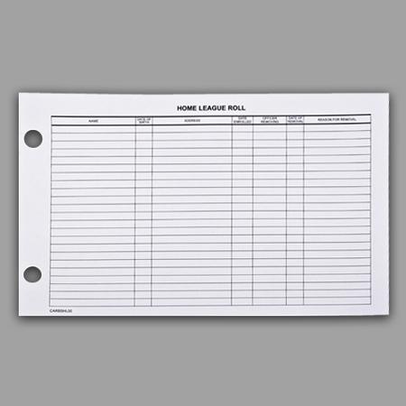 Roll Sheet Home League
