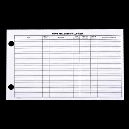 Roll Sheet Mens Fellowship