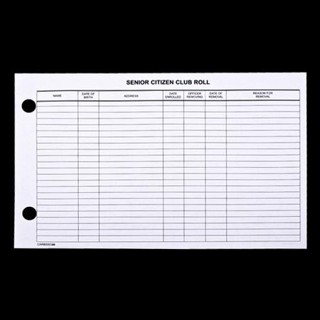 Roll Sheet Sr Citizen Club
