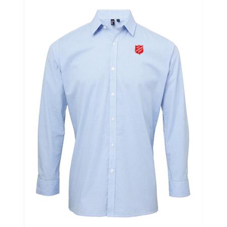Gingham Light Blue Shirt Shield Mens